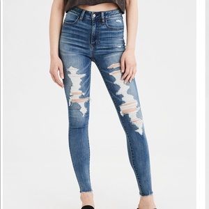 AE Super high rise distressed jegging